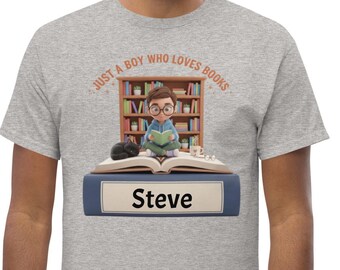 The "Just a Boy Who Loves Books" Personalized T-Shirt