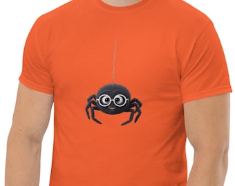 Camiseta de desenho animado de aranha – Design amigável para pendurar na web | Camiseta gráfica unissex 100% algodão