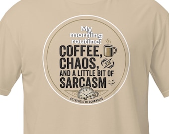 Coffee Chaos Sarcasm Morning Routine Graphic Tee, Softstyle Ring-Spun Cotton Shirt