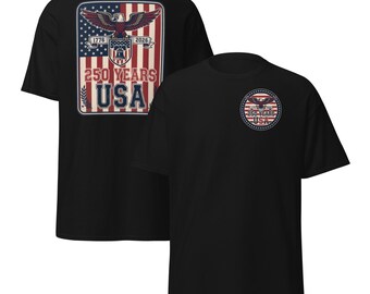 USA 250th Anniversary T-Shirt, American Flag Gildan 500 Tee