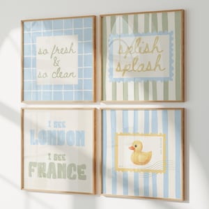 Conjunto de láminas decorativas para baño infantil / Paquete de láminas con efecto salpicadura / Descarga digital