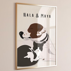 Custom pet portrait, dog and cat personalized illustration, gift for pet lovers, special gift for her, animal faceless art.