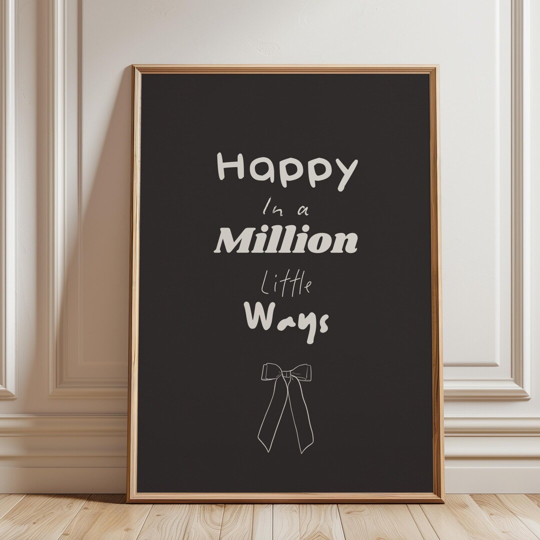 Happy Quote Digital Poster Minimalist Printable Art Motivational ...