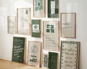 Green Mental Health Affirmation Prints: Therapy Office Decor (Digital Download)