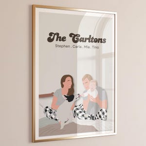 Family portrait, personalized illustration from photo, unique gift for mum, special present for dad, faceless drawing, custom gift for her.