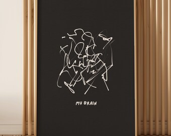 Konsttryck med "My Brain Scribbles": Rolig dekoration för mental hälsa (digital nedladdning)