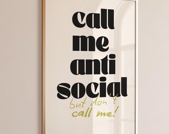 Introvertiertes asoziales Zitat lustiges Zitat digitale Wand Kunst homebody Club typographisches Plakat gemütliches Wohndekor Druck sofortiger Download