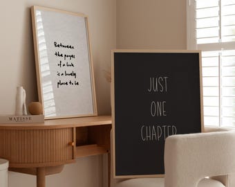 Book lover wall art set - minimalist reading nook decor -black and white library prints - bookworm gift set - poster duo for office &bedroom