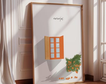 Summer wall decor digital aesthetic art mediterranean style home decor printable sunny poster print instant download hand drawn illustration