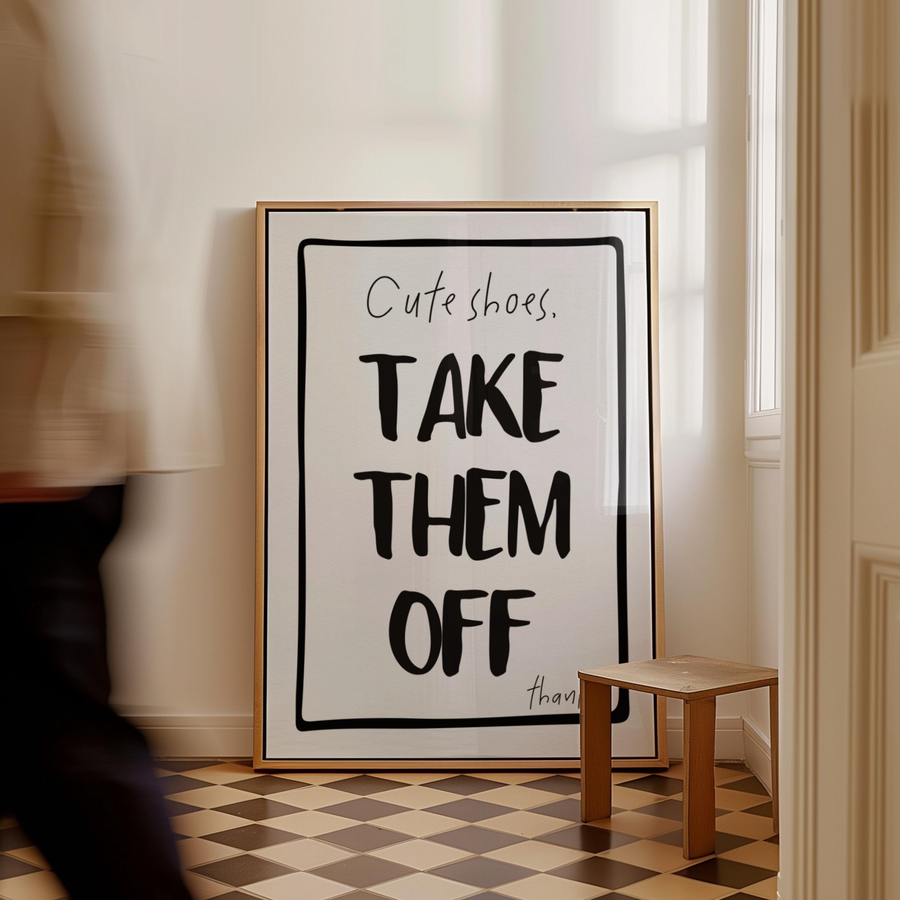No Shoes Sign Printable Modern Entryway Decor Funny Hallway Print