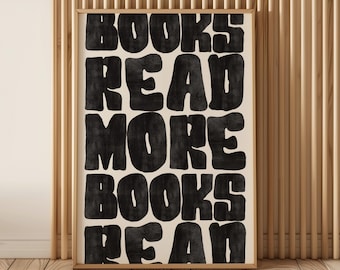 Read More Books Print | Minimalist Literary Wall Art | Digital Download Poster