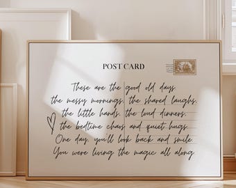 Family home decor print these are the good old days poster typography wall art inspirational quote printable trendy apartment decor