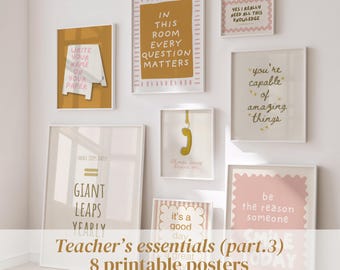 Classroom wall art -  8 printable posters - teacher essentials decor -  educational prints set - positive classroom signs - instant download