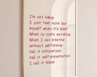 Introvert quote poster printable wall art homebody digital print typography poster neutral home decor gift for her instant download