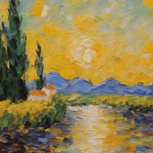 Rustic Impressionistic Photography Oil Painting | Textured Impasto Landscape Wall Art | Digital Download
