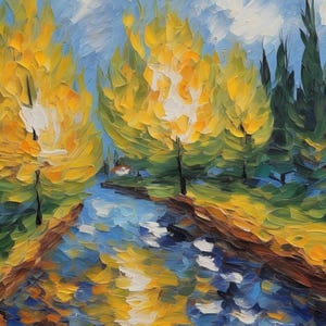 Rustic Impressionistic Photography Oil Painting | Textured Impasto Landscape Wall Art | Digital Download