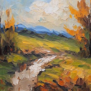 Rustic Impressionistic Photography Oil Painting | Textured Impasto Landscape Wall Art | Digital Download