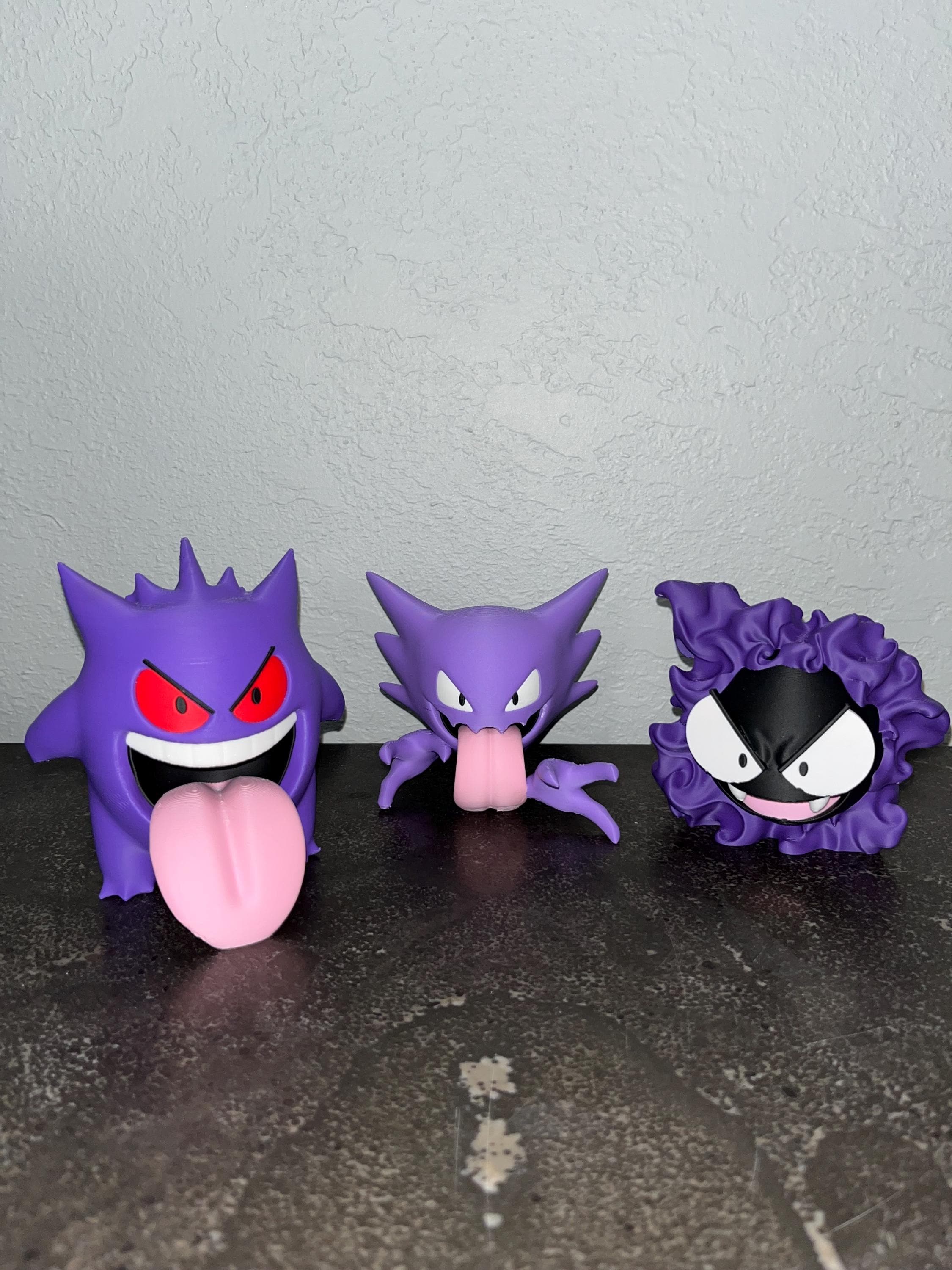 Gastly, Haunter and Gengar Evolution Line Multi-colored 3D Printed