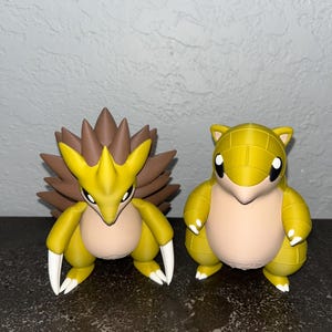 Sandshrew and Sandslash Evolution Line Multi-Colored 3D Model