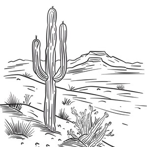 Desert Landscape 10 Printable Coloring Pages Unique Illustrations ...