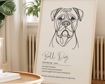 Dog Meaning, Dog Definition Print, Bull Dog Print, Minimalist Dog Art, Bulldog Artwork, Pet Wall Art, Dictionary Print, Dog Owner Gift