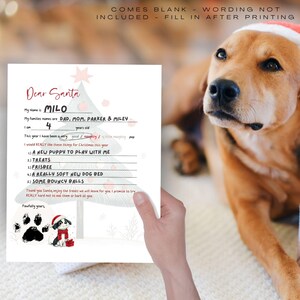 CARTA A SANTA VALIENTE / Cartas a Santa Claus de una mascota de la familia / Carta a Santa Claus Actividad para niños / Lista de deseos navideños / Páginas de actividades navideñas