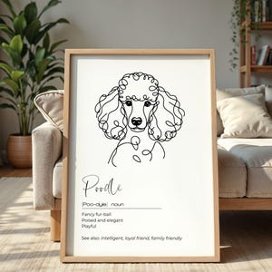Poodle Artwork, Minimalist Dog Art, Dog Owner Gift, Dog Definition Print, Dog Quote Wall Art, Definition Poster, Pet Wall Art, Dog Print