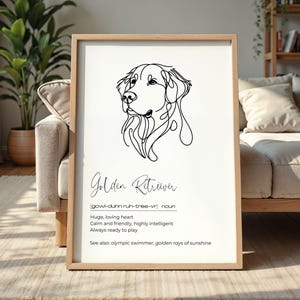 Dog Definition Print, Golden Retriever Art, Dog Quote Wall Art, Definition Poster, Pet Wall Art, Minimalist Dog Art, Dog Owner Gift