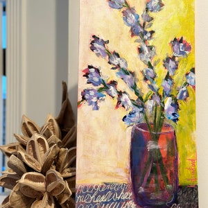 Painting of Flowers, Floral Wall Art, Mixed Media Art, Fine Art, Flower Painting, Original Painting, Vase of Flowers