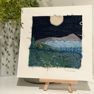Embroidery Wall Art, Landscape Embroidery, Hand Stitching, Textile Wall Art, Handmade, 8x8