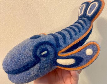 Whale - Needle Felted Wool Sculpture - "Splash"