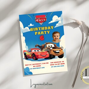 Race Car Birthday Invitation – Red Car Party Invite Editable Boys Birthday Template, Lightning Car Theme, Instant Download, Self-Edit Online