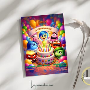 Editable Inside Out Birthday Invitation: Canva Template (Digital Download, 5x7 inch, PDF & JPG Files)