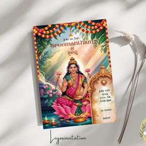 Editable Hindu Baby Shower Invitation | Traditional Indian Digital Template | Instant Download | Customizable | Canva