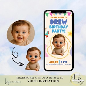 Personalized Cartoon Animated Birthday Invitation | For Kids | 3D Cartoon Animated Video Invitation Prepared With Photo | Digital Invitation