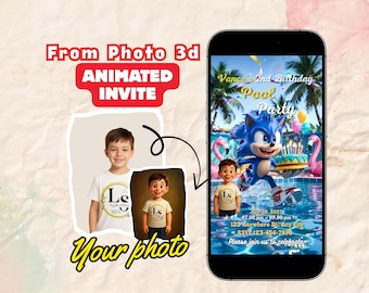 Personalized 3D Animated Hedgehog Pool Party Invitation – Summer Birthday Video Template for Boys | Custom Photo-to-Character Animation