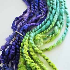 Handspun Art Yarn, Hand Painted Textured Art Yarn, BFL Wool Locks, Hand Dyed Bulky Art Yarn, Handspun Yarn, Weaving, Knitting, Crochet