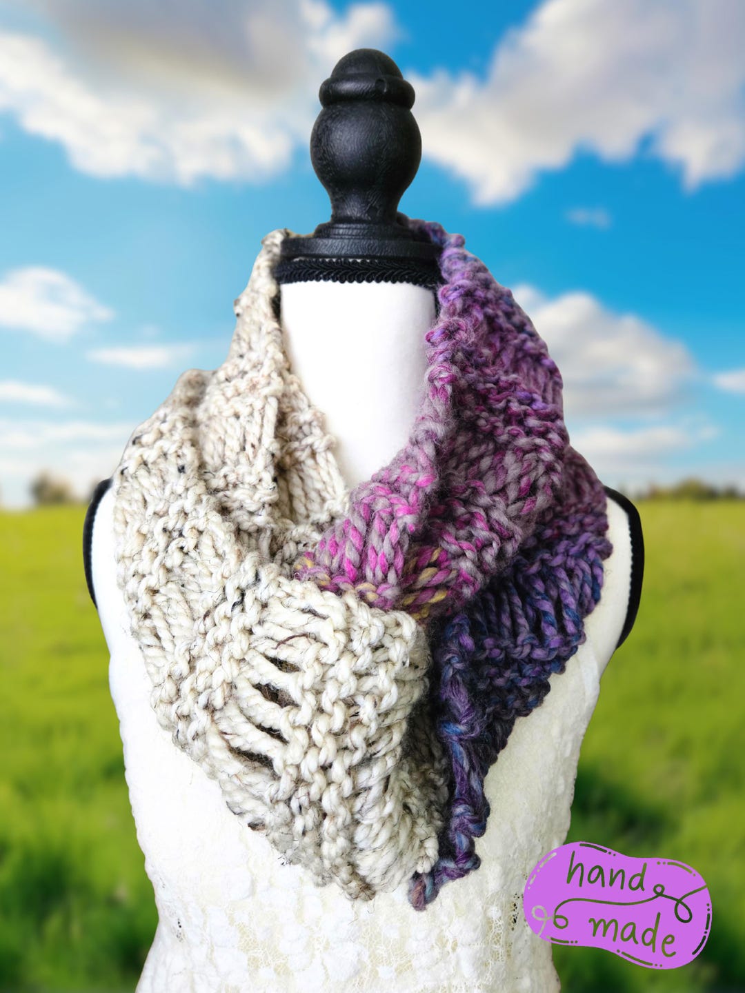 Chunky Infinity Scarf, Hand Knit Scarf, Wool Blend, Gift for Her - Etsy