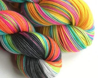 Hand dyed yarn pre-order.  Trolls inspired variegated wool yarn. Dyed to order. You choose yarn base and amount. sock dk.  Two colourways.