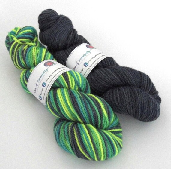 Items similar to Hand dyed BFL aran yarn. Aurora Borealis. Yellow