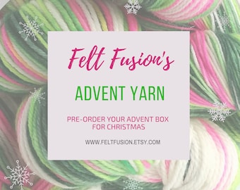 Advent Calendar yarn club, 12 days of Christmas yarn club. Yarn pre-order, sock yarn, DK yarn, Gift for a yarn lover, Advent closes Oct 31st