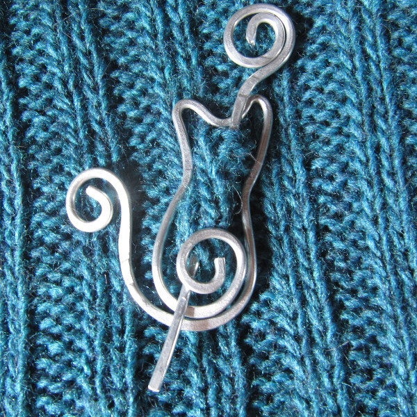 Kitty Cat Pin Brooch for Shawls, Sweaters, Scarves, Jackets, Wraps, Cat Pin, Shawl Pin, Knitted Shawl Pin