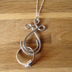 Ring-Halter-Halskette, Silber Anhänger-Halskette, Hochzeit oder Verlobung Ring-Halter-Halskette, Sterling Silber Ring-Schaukasten-Halskette
