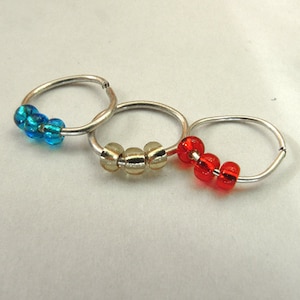 Hoop Nose Ring 22 Gauge with beads - Personalized Color
