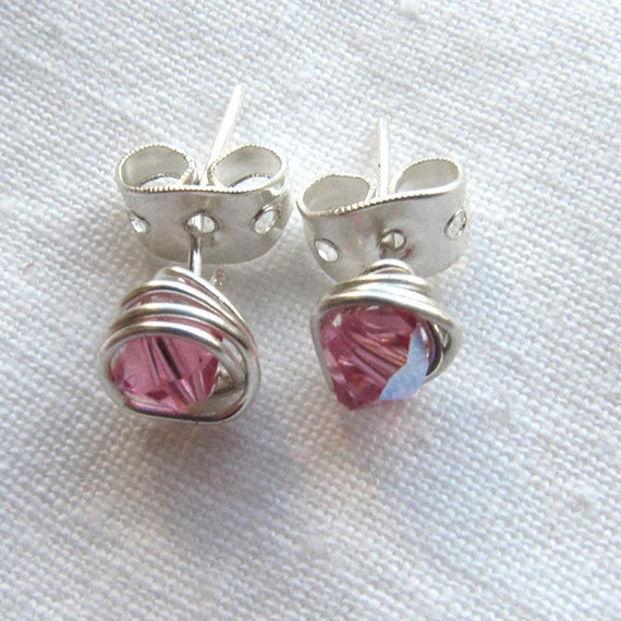 Birthstone Stud Post Earrings Swarovski Crystal Kids Earrings