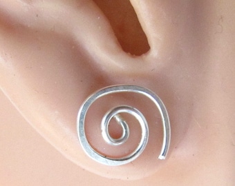 Tiny Sterling Silver Spiral Stud Earrings: Minimalist Jewelry