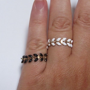 Nero o bianco smaltato anello della catena, migliore amico anello, anello distanziale, knuckle anello