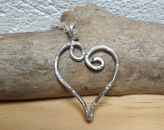 Sterling Silver Heart Ring Holder Necklace - Wedding Ring Keeper