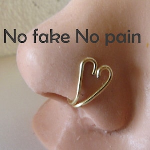 Fake Nose Ring - Clip On Nose Ring - Faux Nose Ring - Heart Nose Ring - Metal Nose Ring - Fake Piercings - Punk Nose Rings