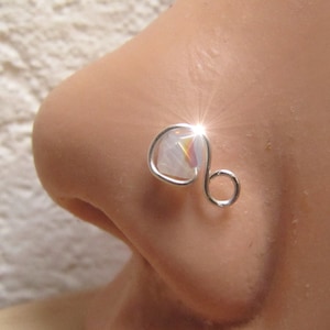 Swarovski Nose Ring - Nose Ring 22 Gauge- Personalized Color - Silver Nose Ring - Nose Ring Fulcolors